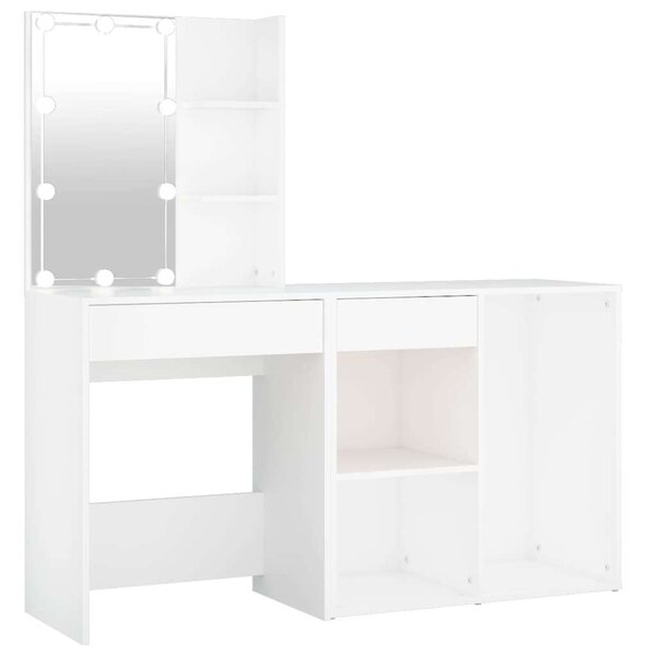 Fehér LED-es Sminkasztal Szekrény - 140cm