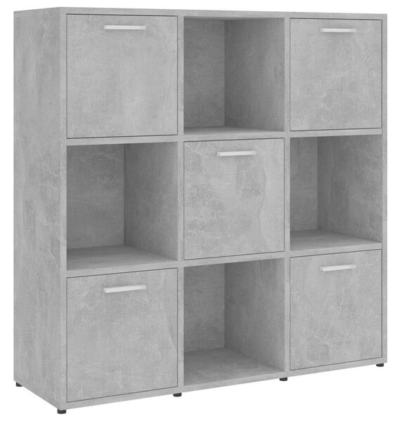 Modern Könyvespolc - Beton Szürke - 9 Rekeszes - 90x30x90 cm
