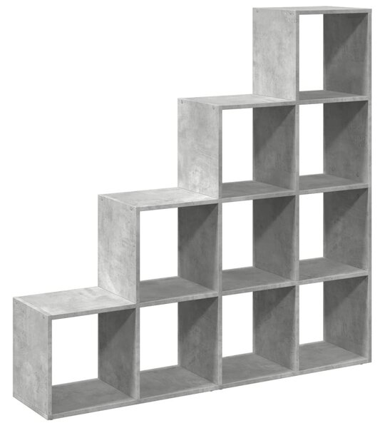 4 szintes betonszürke szerelt fa könyvespolc 131,5x29x131,5 cm