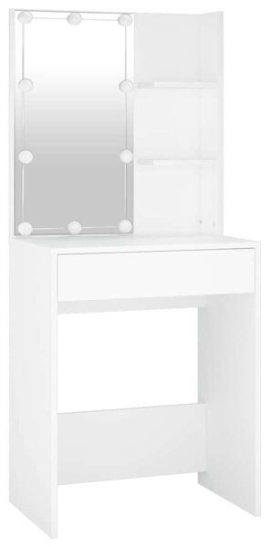 Fehér LED-es Sminkasztal Szekrény - 140cm