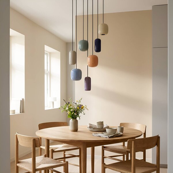 Lucande függőlámpa Narion, kerek, 7-light, színes, fém, dimmelhető, Többszínű, Nappali / Étkező, fém, Dizájn