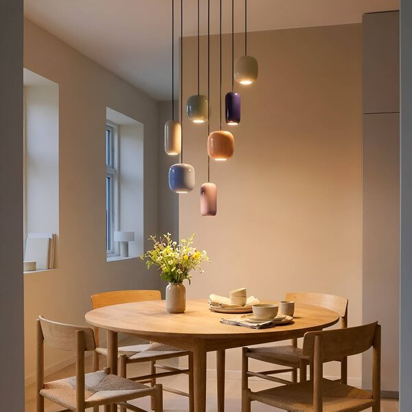 Lucande függőlámpa Narion, kerek, 7-light, színes, fém, dimmelhető, Többszínű, Nappali / Étkező, fém, Dizájn