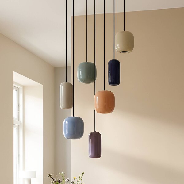 Lucande függőlámpa Narion, kerek, 7-light, színes, fém, dimmelhető, Többszínű, Nappali / Étkező, fém, Dizájn