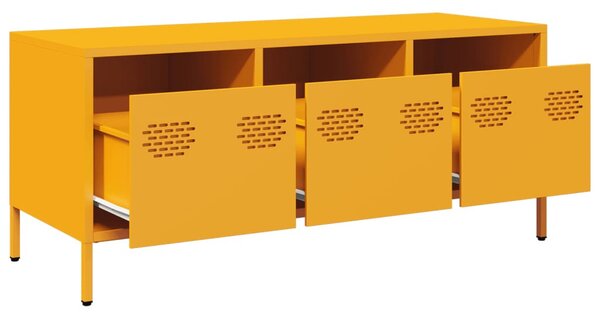 Mustársárga hidegen hengerelt acél TV-szekrény 101,5x39x43,5 cm