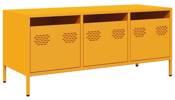 Mustársárga hidegen hengerelt acél TV-szekrény 101,5x39x43,5 cm