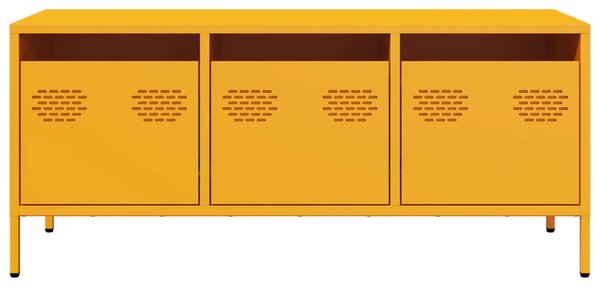 Mustársárga hidegen hengerelt acél TV-szekrény 101,5x39x43,5 cm