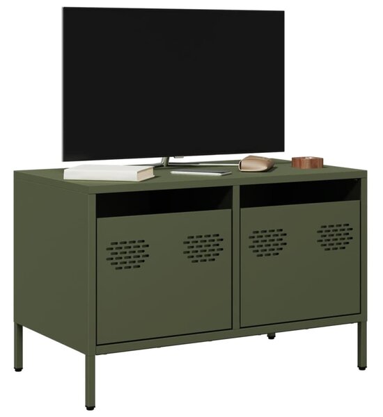 Olívazöld hidegen hengerelt acél TV-szekrény 68 x 39 x 43,5 cm