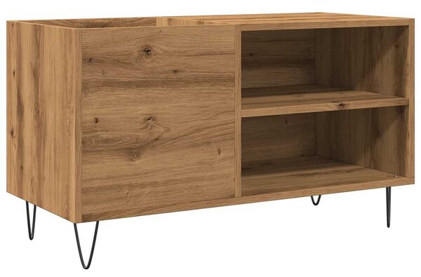 Kézműves tölgy színű szerelt fa hanglemezszekrény 84,5x38x48 cm