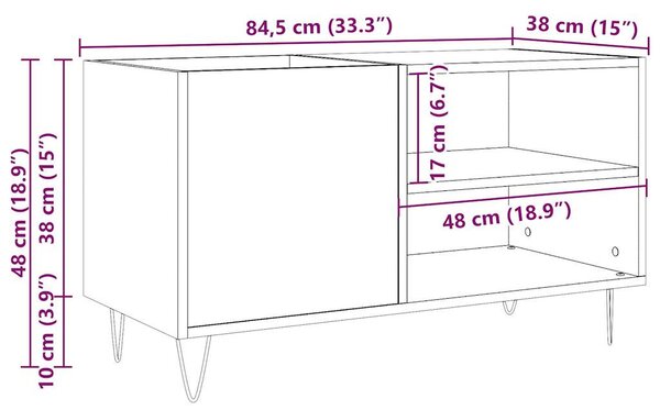 Antik fa színű szerelt fa hanglemezszekrény 84,5x38x48 cm