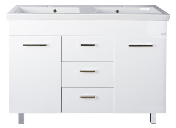 TMP FLAT 120 lábon álló fürdőszobabútor Sanovit Isik 4120 dupla porcelán mosdókagylóval 120 cm