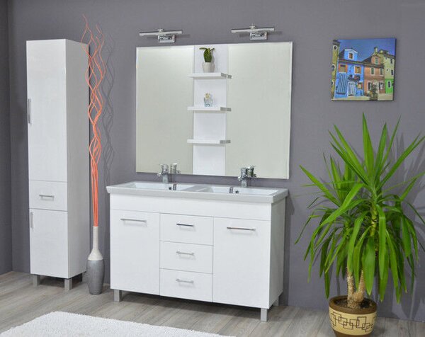 TMP FLAT 120 lábon álló fürdőszobabútor Sanovit Isik 4120 dupla porcelán mosdókagylóval 120 cm