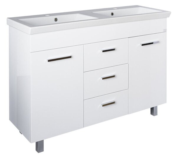 TMP FLAT 120 lábon álló fürdőszobabútor Sanovit Isik 4120 dupla porcelán mosdókagylóval 120 cm