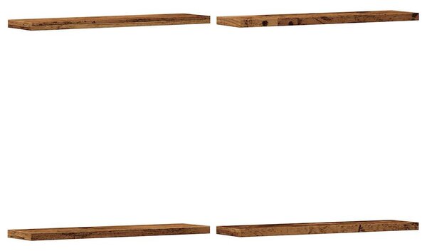 4 db antik fa színű szerelt fa fali polc 40 x 20 x 1,5 cm