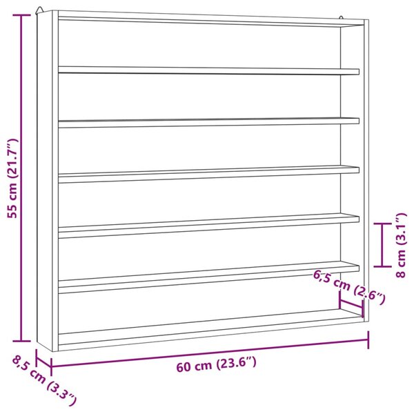 Fa gyűjtői vitrin 6 polccal 60x8,5x55cm 60x8,5x55 cm