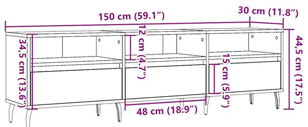 Antik fa színű szerelt fa TV-szekrény 150 x 30 x 44,5 cm
