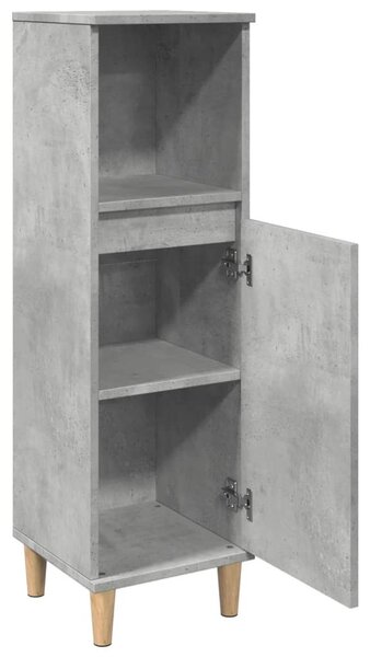 Betonszürke szerelt fa fürdőszobaszekrény 30 x 30 x 100 cm