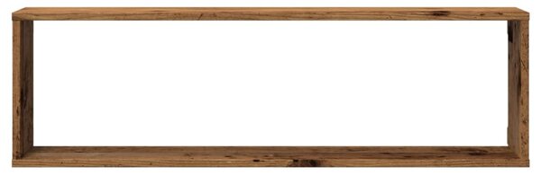 2 db antik fa színű szerelt fa fali kockapolc 100 x 15 x 30 cm