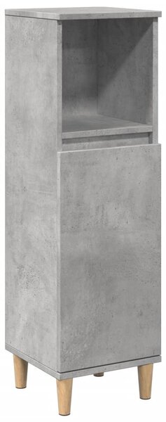 Betonszürke szerelt fa fürdőszobaszekrény 30 x 30 x 100 cm