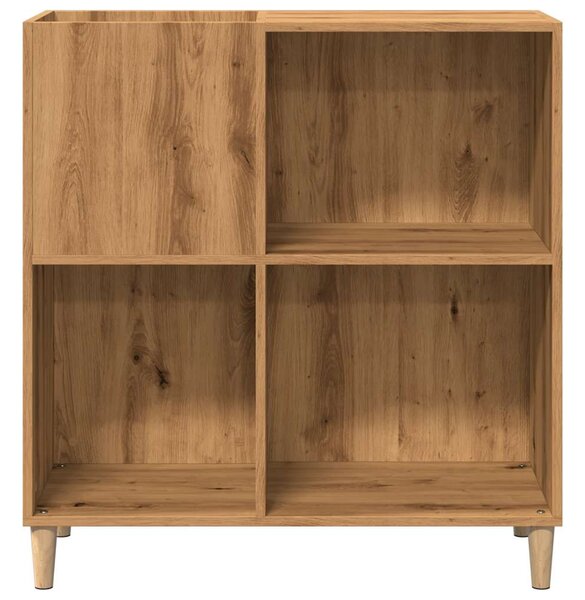 Kézműves tölgy színű szerelt fa hanglemezszekrény 84,5x38x89 cm