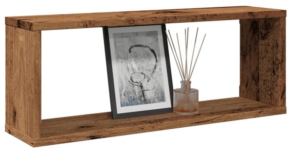 4 db antik fa színű szerelt fa fali kockapolc 60 x 15 x 23 cm