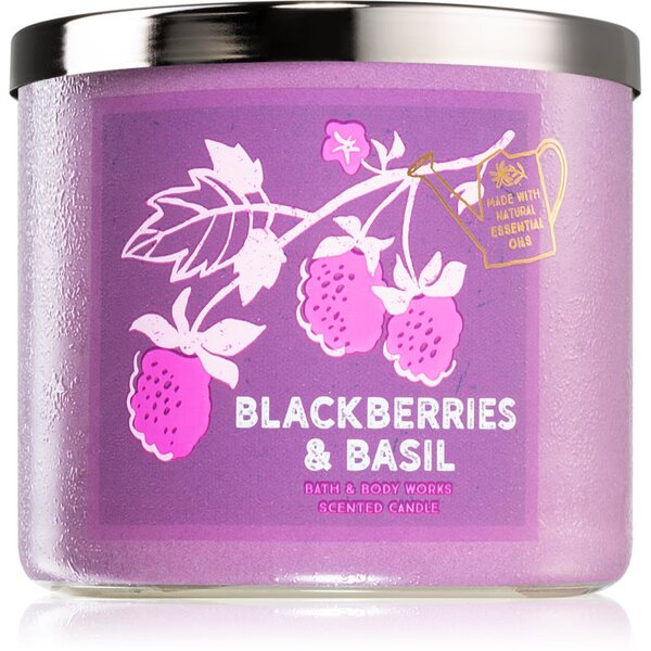 Bath & Body Works Blackberries & Basil illatos gyertya 411 g