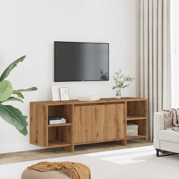 Kézműves tölgy színű szerelt fa TV-szekrény 130 x 35 x 50 cm