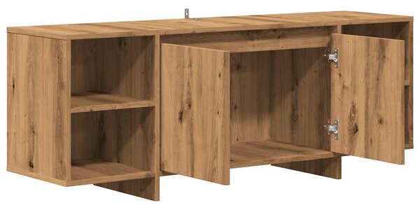 Kézműves tölgy színű szerelt fa TV-szekrény 130 x 35 x 50 cm