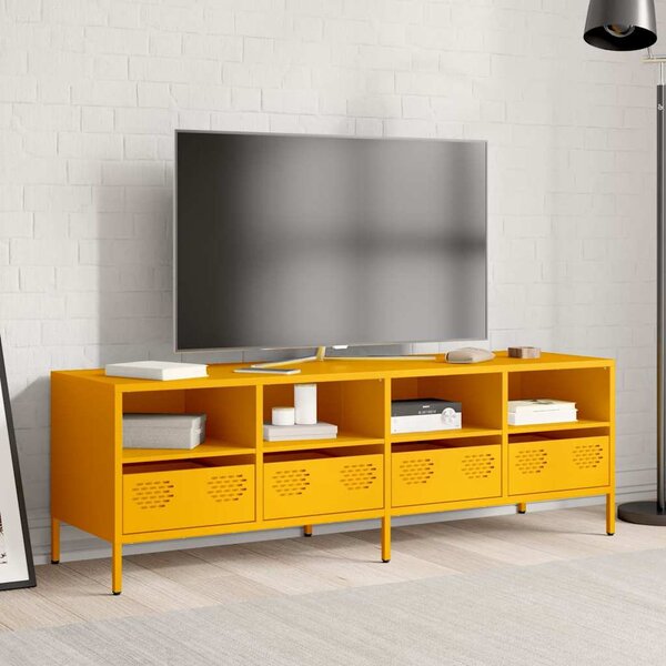 Mustársárga hidegen hengerelt acél TV-szekrény 135x39x43,5 cm