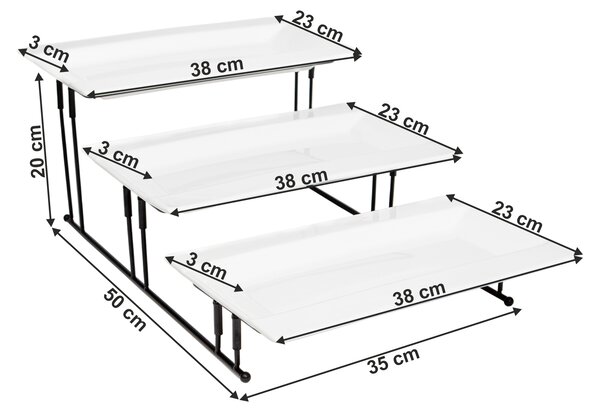 KONDELA Háromszintes tálaló állvány, fehér/fekete, AMATO