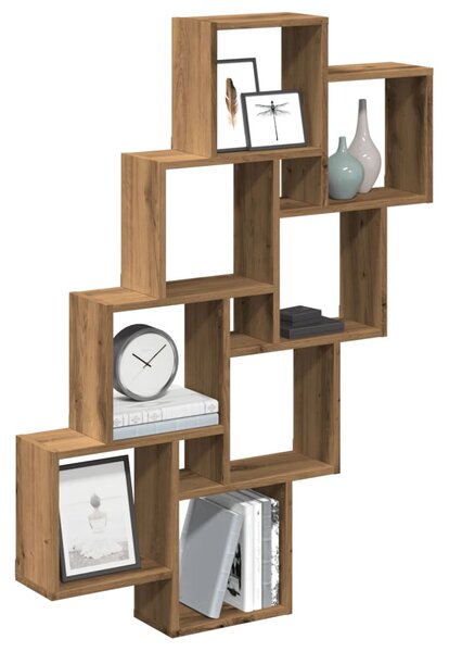 VidaXL kézműves tölgy színű szerelt fa fali kocka polcok 90x15x119,5cm