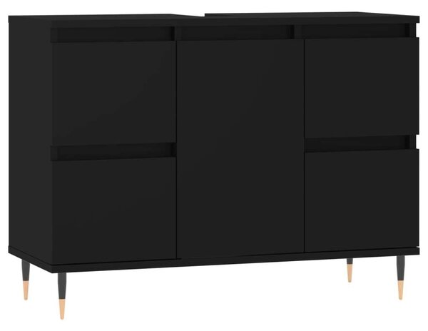 Modern Fekete Fürdőszobaszekrény - 80x33x60 cm