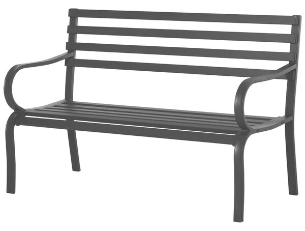 Outsunny fekete, vízálló fém kültéri pad, kétszemélyes kerti pad, 127 x 62 x 82 cm - max. 240 kg
