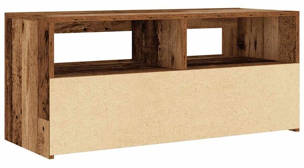 Antik fa színű szerelt fa TV-szekrény LED-ekkel 90x35x40 cm