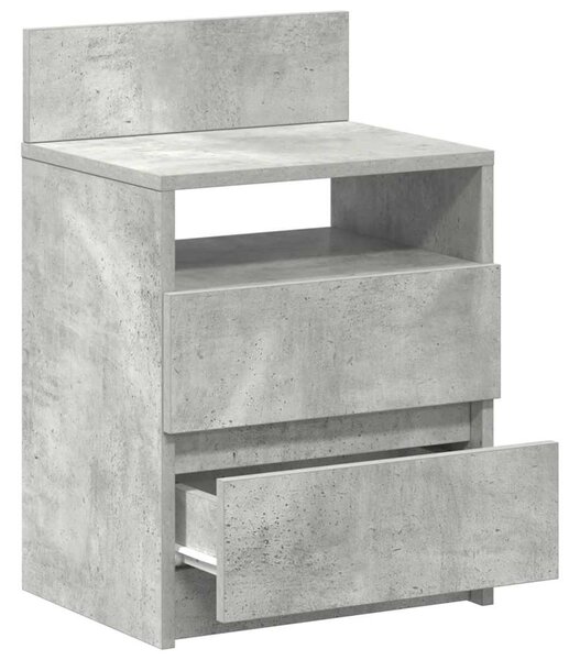 2 db betonszürke éjjeliszekrény 2 fiókkal 40x33x60 cm