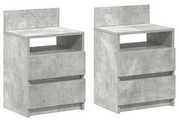 2 db betonszürke éjjeliszekrény 2 fiókkal 40x33x60 cm