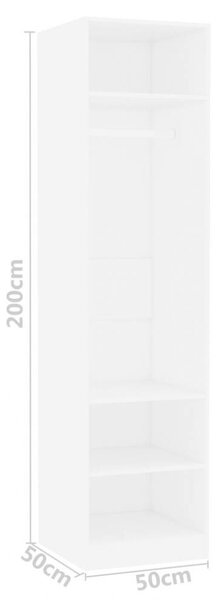 VidaXL Fehér Ruhásszekrény - 50x50x200 cm