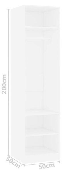 VidaXL Fehér Ruhásszekrény - 50x50x200 cm