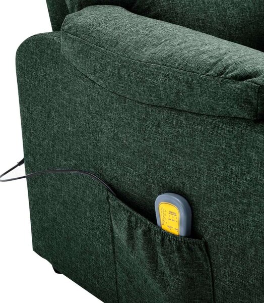 Sötétzöld szövet állítható elektromos masszázsfotel