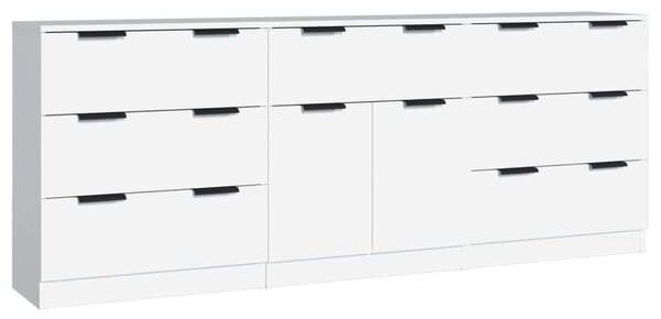 VidaXL Fehér Tálalószekrény - 3 részes