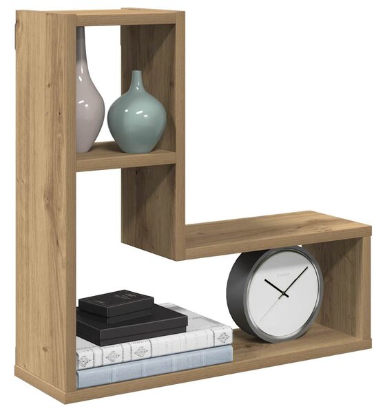 VidaXL 2 db kézműves tölgyszínű szerelt fa fali kockapolc 50x15x50 cm