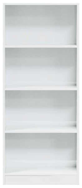 Magasfényű fehér szerelt fa könyvespolc 60 x 24 x 143 cm