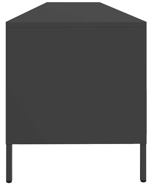 Fekete hidegen hengerelt acél TV-szekrény 202 x 39 x 43,5 cm