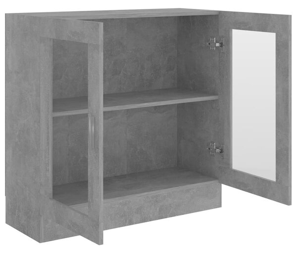 Betonszürke szerelt fa vitrinszekrény 82,5 x 30,5 x 80 cm