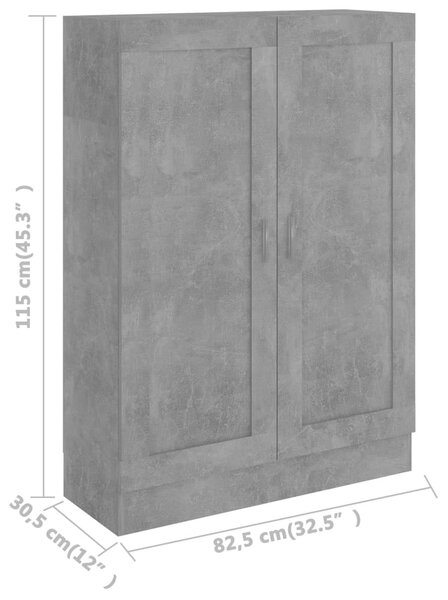 Betonszürke szerelt fa könyvszekrény 82,5 x 30,5 x 115 cm