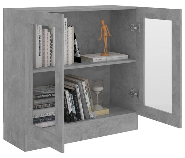 Betonszürke szerelt fa vitrinszekrény 82,5 x 30,5 x 80 cm