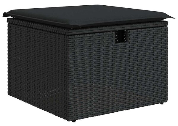 7 részes fekete polyrattan kerti ülőgarnitúra párnával