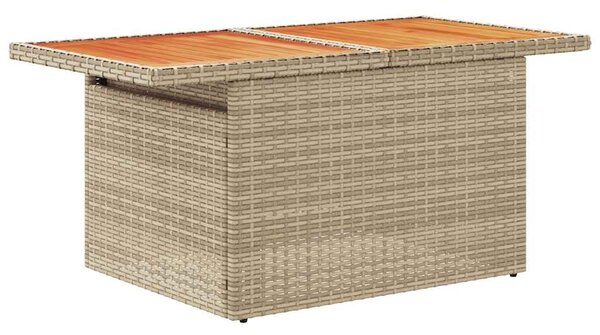 11 részes bézs polyrattan akácfa kerti ülőgarnitúra párnákkal