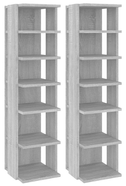 Fa Cipőtartó Szekrény - 2 db - Szürke Sonoma - 102cm