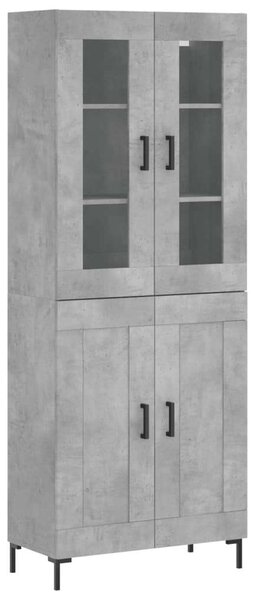 Betonszürke szerelt fa magasszekrény 69,5 x 34 x 180 cm