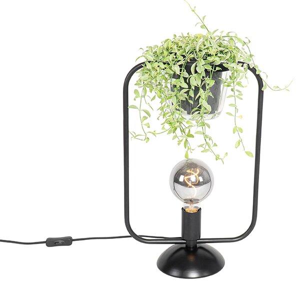 Modern asztali lámpa fekete téglalap alakú üveggel - Roslini